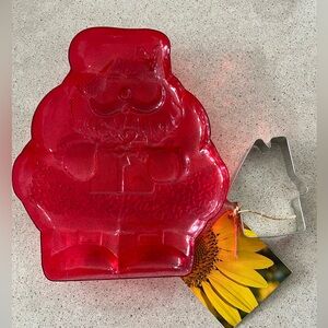 Retro hard plastic Santa party tray PLUS house cookie cutter